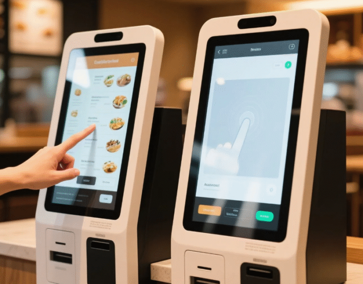 capacitive vs resistive touch, POS kiosk, touchscreen UI, food order machine