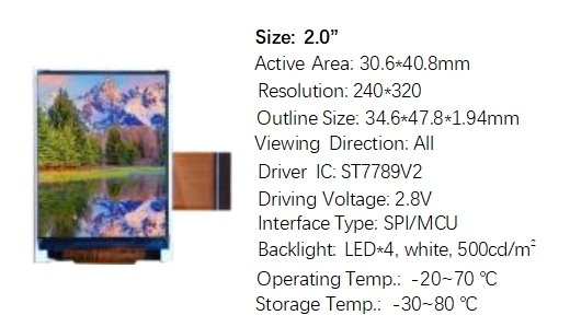 2″ DJI-Level TFT LCD Module (240×320, 700 nits)