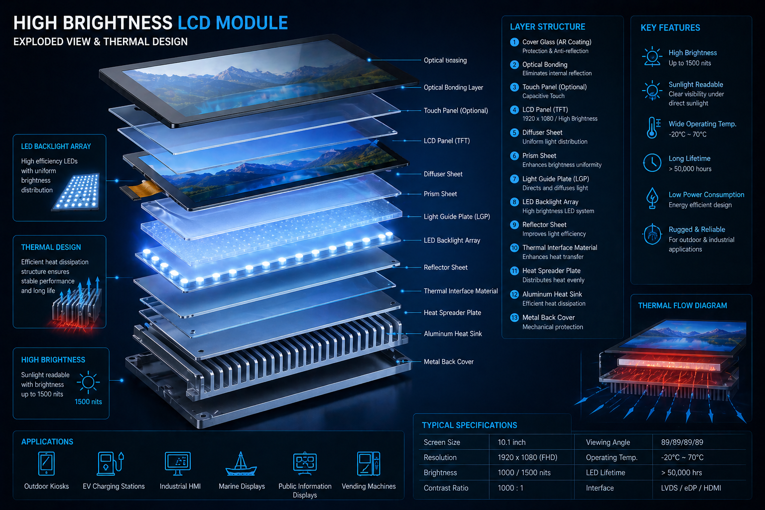 High brightness LCD backlight system with thermal management design