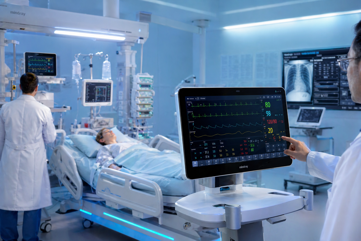 Medical LCD display used in hospital patient monitoring system with clear visibility