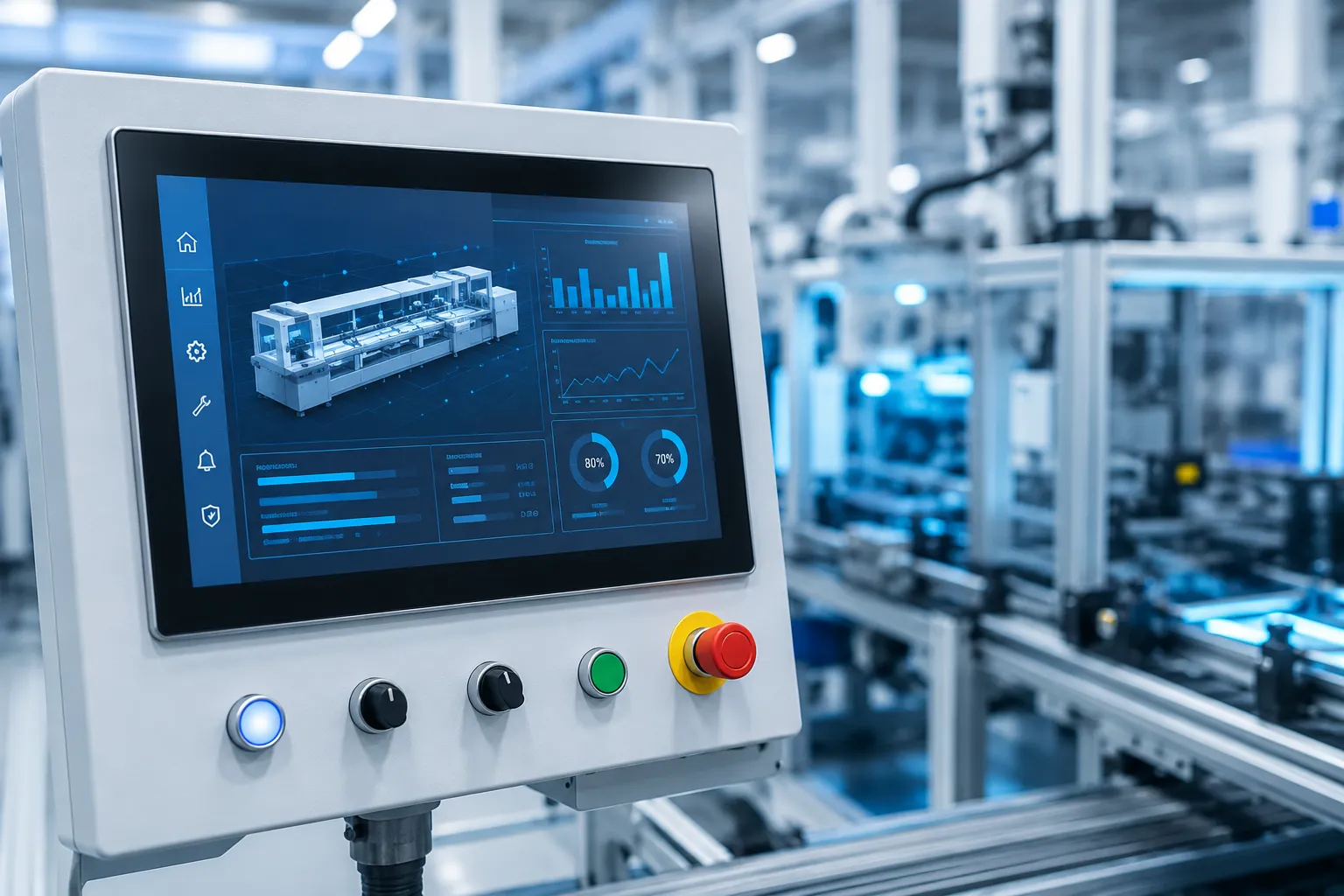 Industrial HMI display with TFT LCD module for machine interface