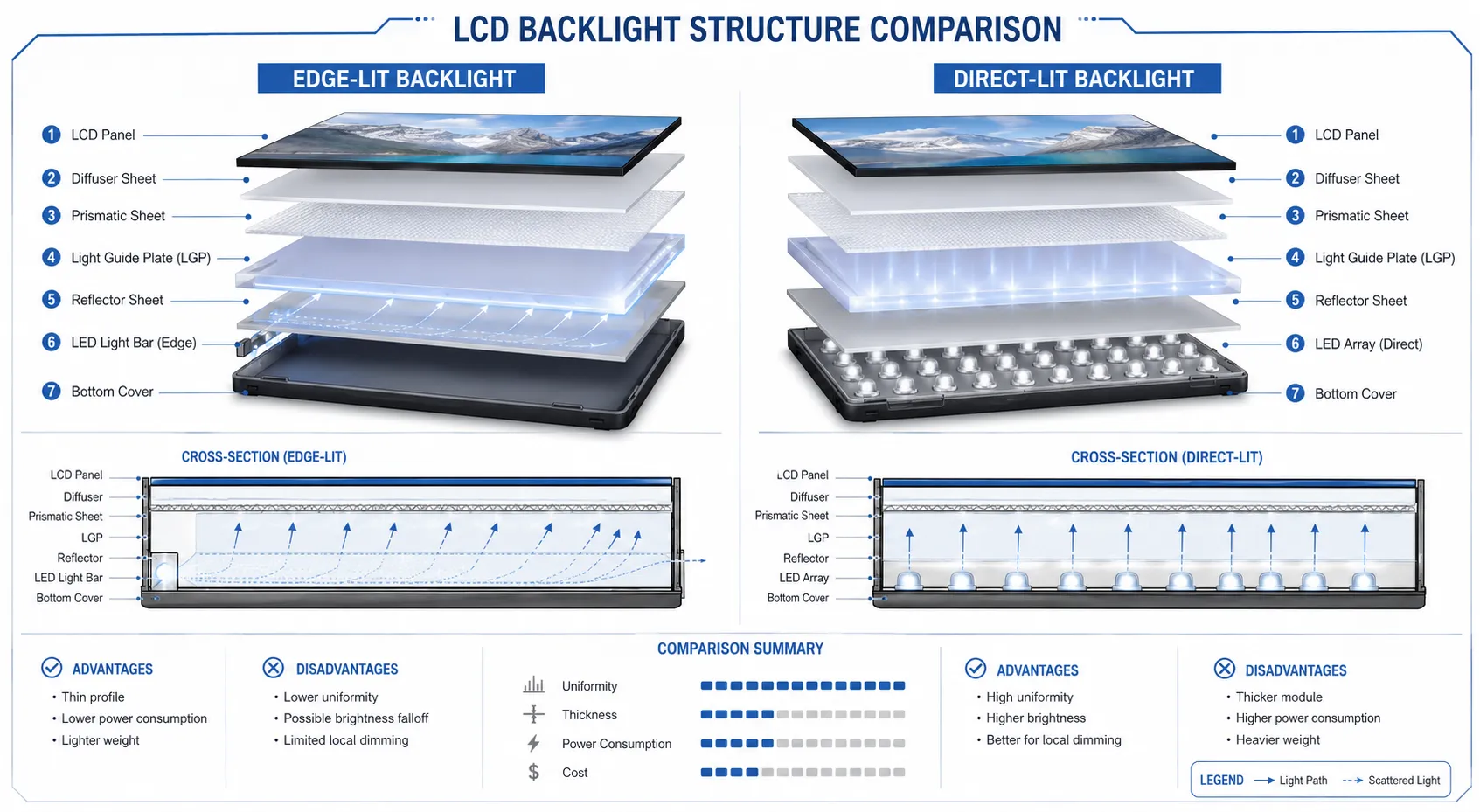 Technical comparison between CCFL and WLED LCD backlight technologies